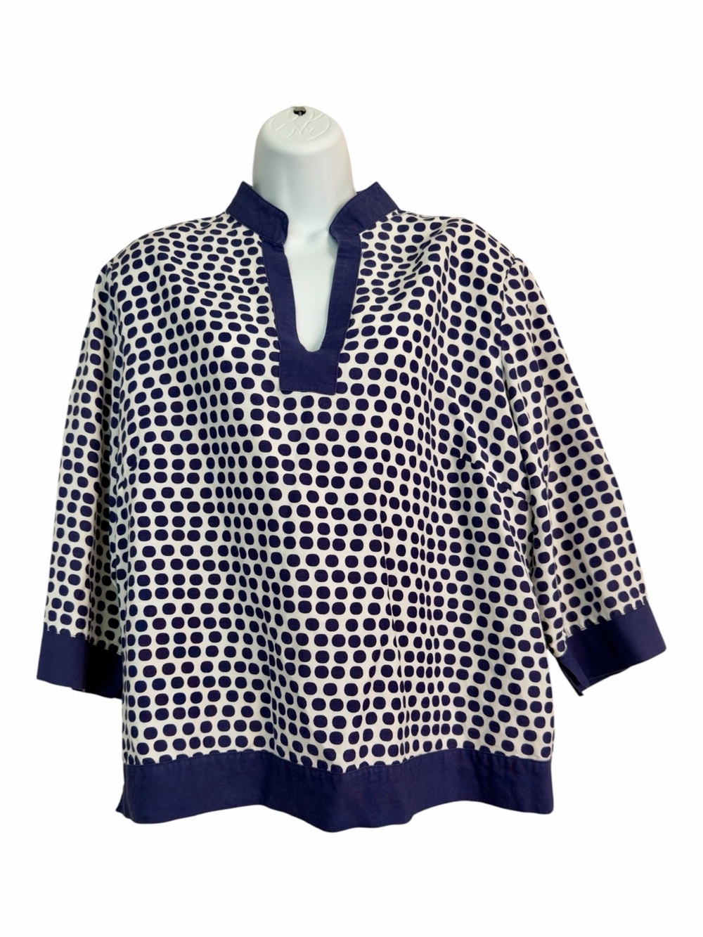 Lino USA Navy Linen Blend 2 Piece Blouse Pant Set Size Medium Summer Vacation - Picture 2 of 16